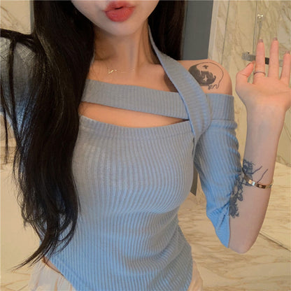 Pure Desire Wind Hot Girl Hanging Neck Sweater Woman Summer Thin