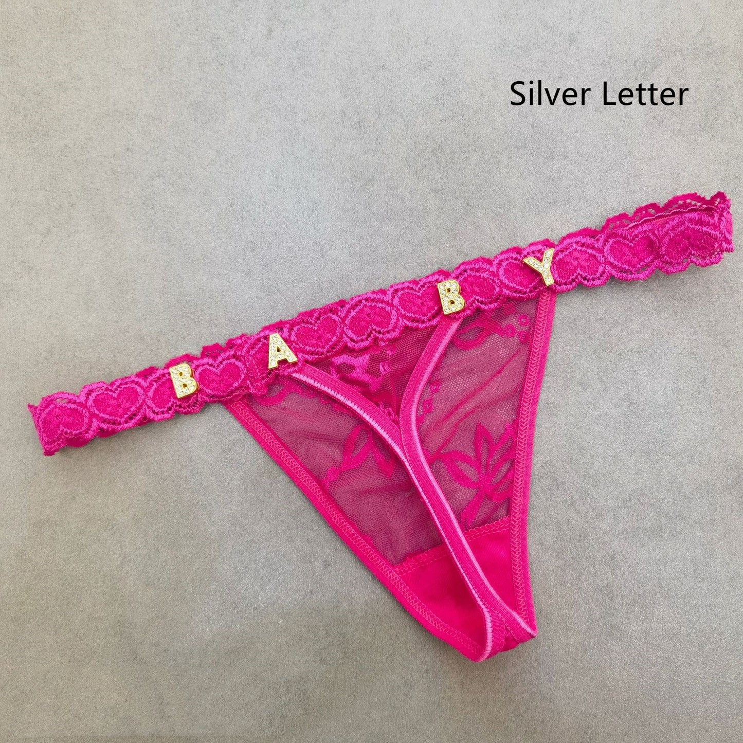 Women's Lace Transparent Rhinestone Letter Shorts