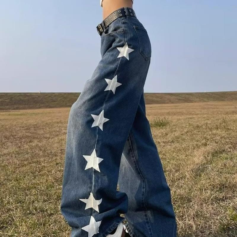 Summer Retro Design XINGX Jeans Women's Small Loose High Waist Straight-leg Wide-leg Pants