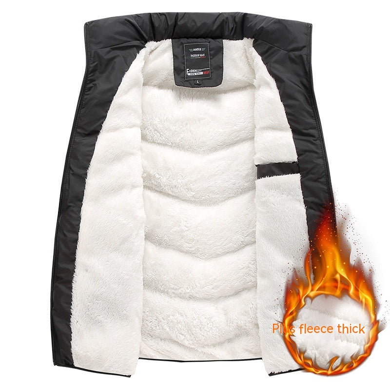 Down Cotton Vest Winter Fleece-lined Warm Berber Fleece Vest Men's Thickened Youth Coat