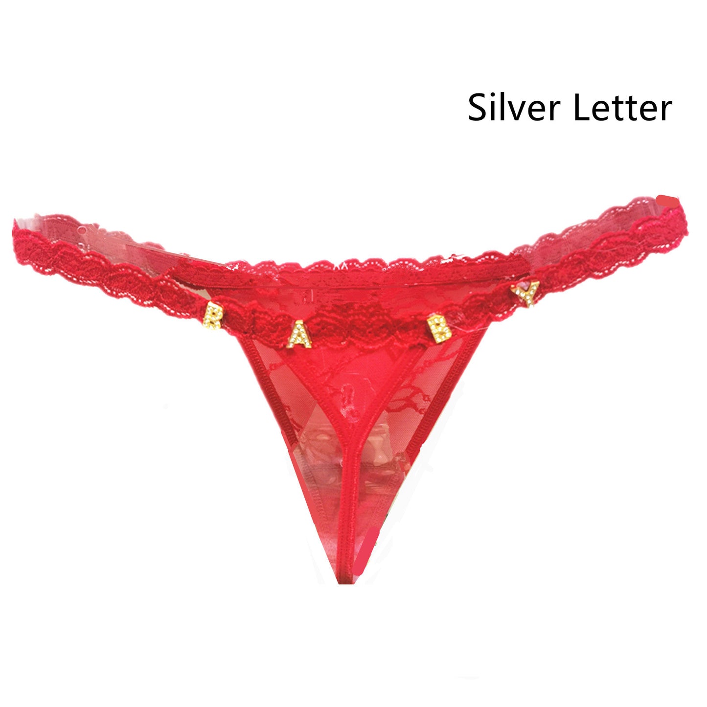 Women's Lace Transparent Rhinestone Letter Shorts