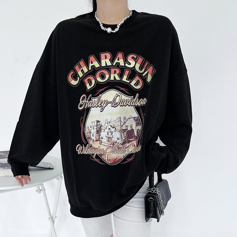 Retro Washed Old Round Neck Sweater Woman