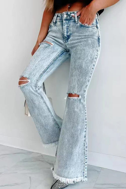 Women's Ripped Jeans Washed High Waist
