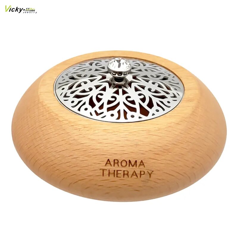 Essential Oil Aromatherapy Diffuser Wooden Stainless Steel Cover Aroma Eco-Friendly Fragrance Diffused Wood Refreshing