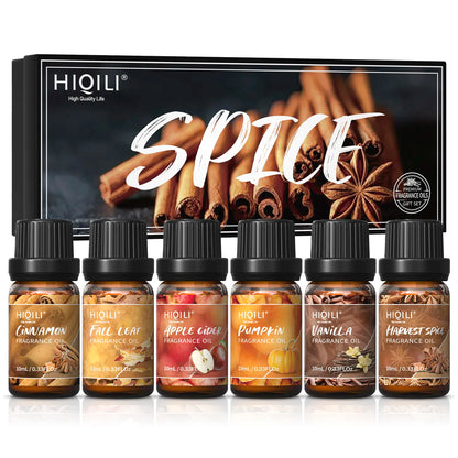 HIQILI Spice Fragrance Oils,TOP 6 Gift Set, 100% Pure Perfume Oil for Aromatherapy | Car Diffusion,Candle Making，Hair Care，DIY