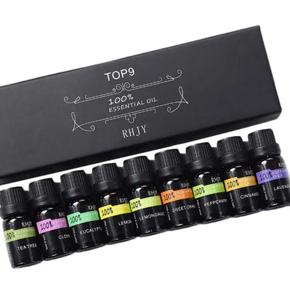9Pcs/Set Pure Natural Aromatherapy Essential Oils Kit 10ml Humidifier Water-Soluble Fragrance Oil Fresh Air Essential Oil Set