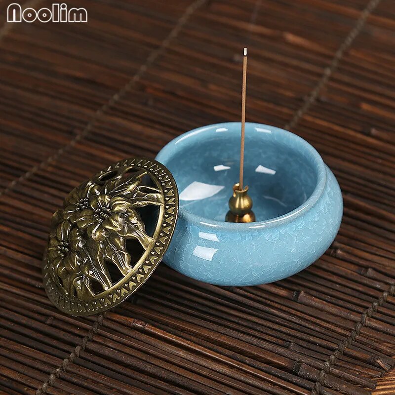 NOOLIM Celadon Fragrance Furnace Ceramic Buddha Antique Alloy Sandalwood incense incense burner incense burner