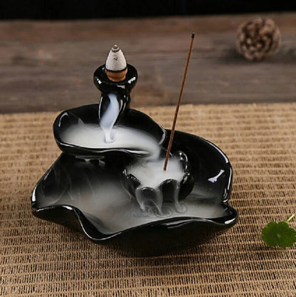 1Pcs Ceramic Burner Fragrance Lotus Holder Censer Creative Aromatherapy Smoke Backflow Incense Cones Burner Stick Incense Censer