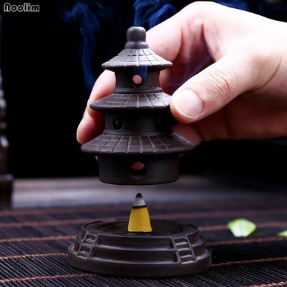 Tortoise Backflow Incense Burner Ceramic Smoke Waterfall Tower Incense Holder Creative Home Teahouse Decor Temple Fragrance