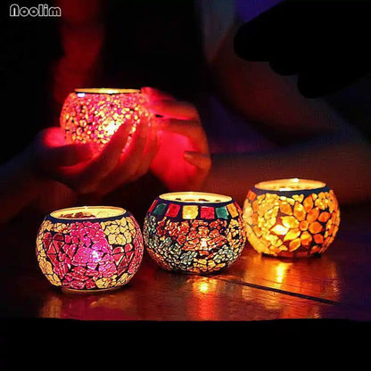 Candle Holder Wedding Living Room Decoration Glass Mosaic Candlestick Essential Oil Fragrance Scent Lamps Furnace Aromatherapy