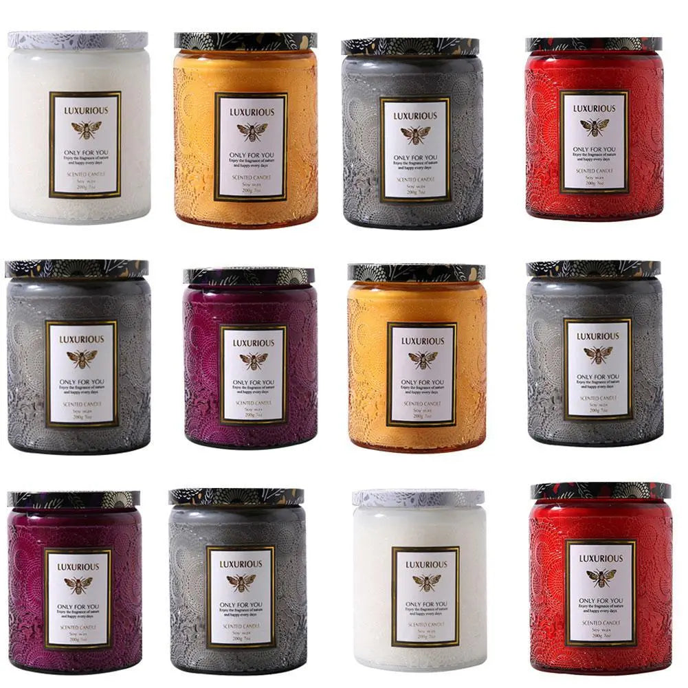 Scented Candles Jar Aromatherapy Candle Soy Wax Natural Lasting Fragrance Smokeless Burning Bath Stress Relief Handmade Gifts