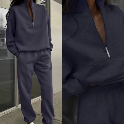 All-matching Thickened Long-sleeved Sweater And Trousers Two-piece Set