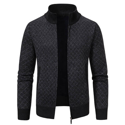 Thickened Sweater Coat Stand-up Collar Slim-fit Long-sleeved Casual Men's Clothing