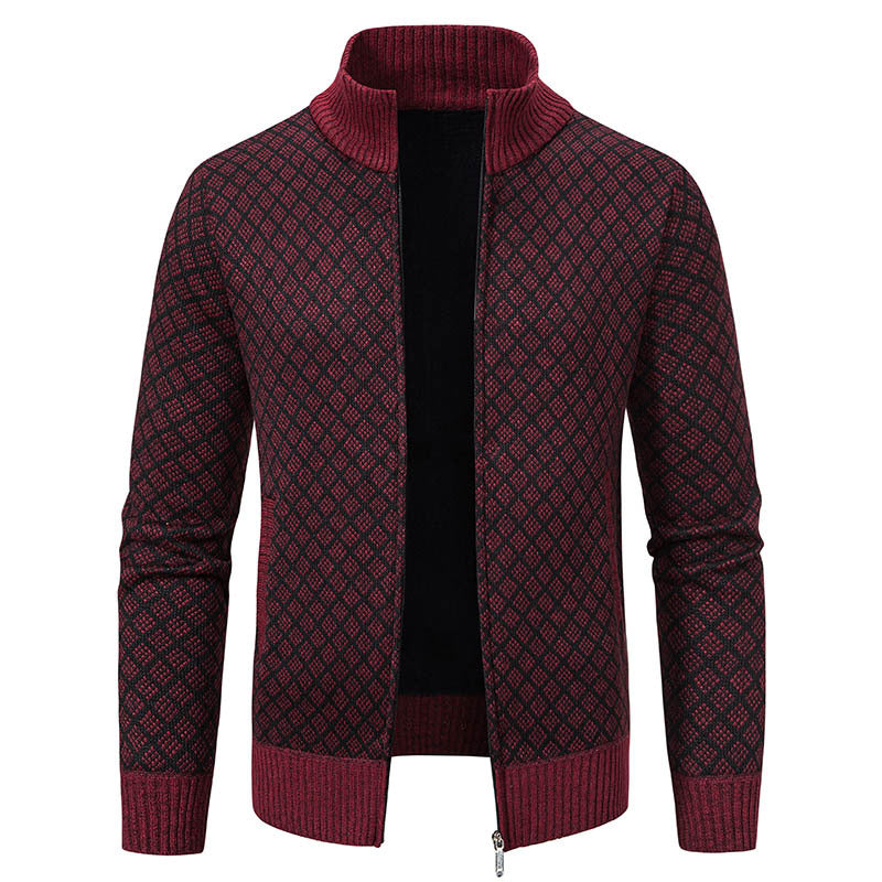 Thickened Sweater Coat Stand-up Collar Slim-fit Long-sleeved Casual Men's Clothing