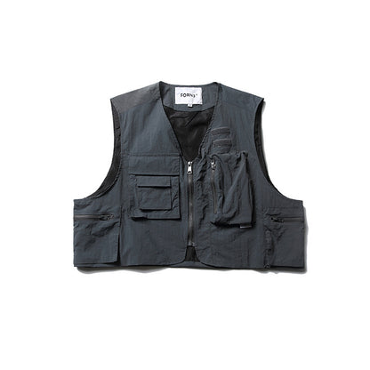 Three-dimensional Zipper Workwear With Pocket Vest Top