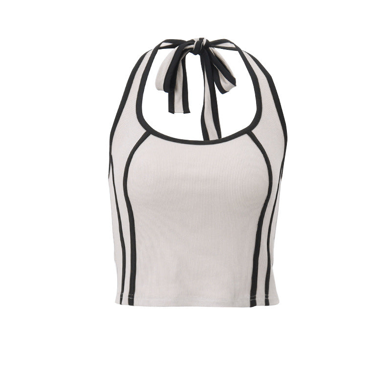 Women's Sports Thread Fitted Backless Short Sleeveless Vest