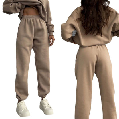 All-matching Thickened Long-sleeved Sweater And Trousers Two-piece Set