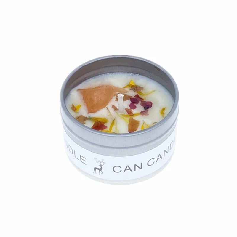1PC Scented Aroma Soy Candles Crystal Stone Candle Dried Flower Fragrance Smokeless Fragrance Candle for Home Decoration Wax Jar