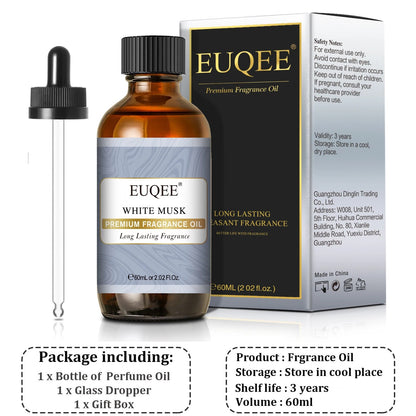 EUQEE 60ML Perfume Oil With Dropper White Musk Sweet Tobacco Green Tea Gardenia Coconut & Vanilla Fragrance Oils For Diffusion