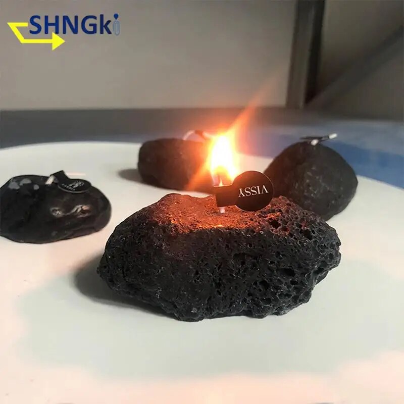 Mini Stone Shape Scented Candles Mold Black Geometry Fragance Candle Molds Nordic Style Home Decor Cookies Baking Mould Gifts