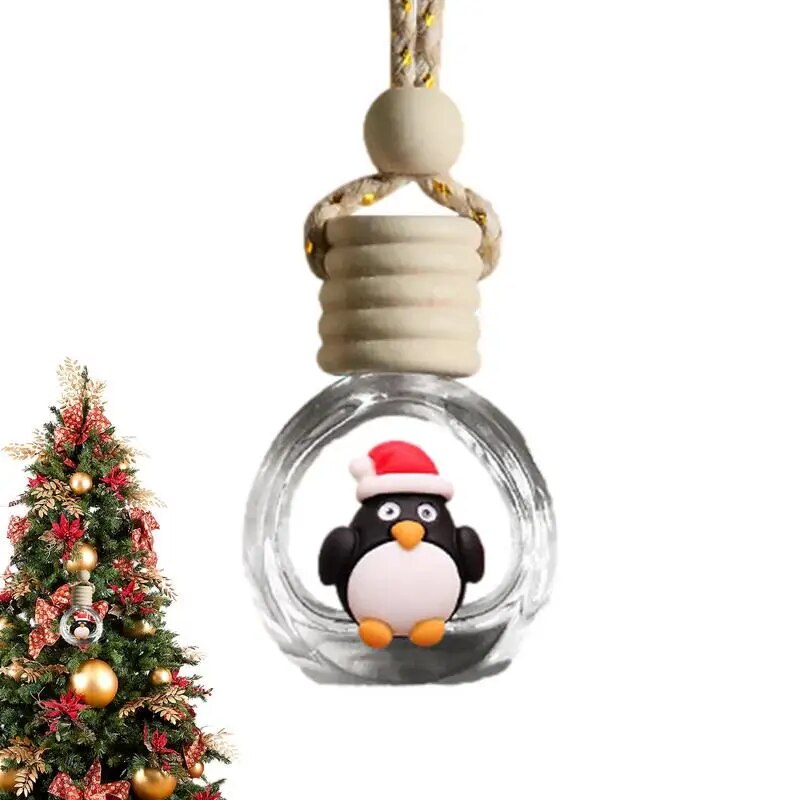 Christmas Car Air Freshener Perfume Bottle Car Air Outlet Hanging Fragrance Essential Oil Glass Perfume Diffuser Auto Ornaments