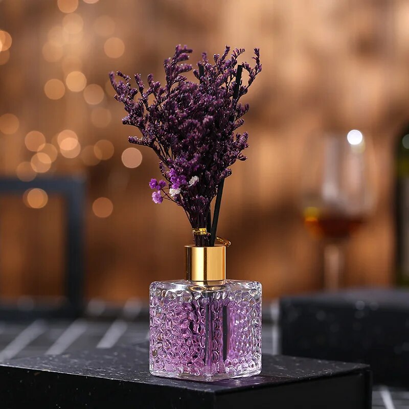 80ML Home Rattan No Fire Fragrance Indoor Fresh Air Dried Flower Toilet Deodorization Essential Oil Fragrance Aromatherapy Set