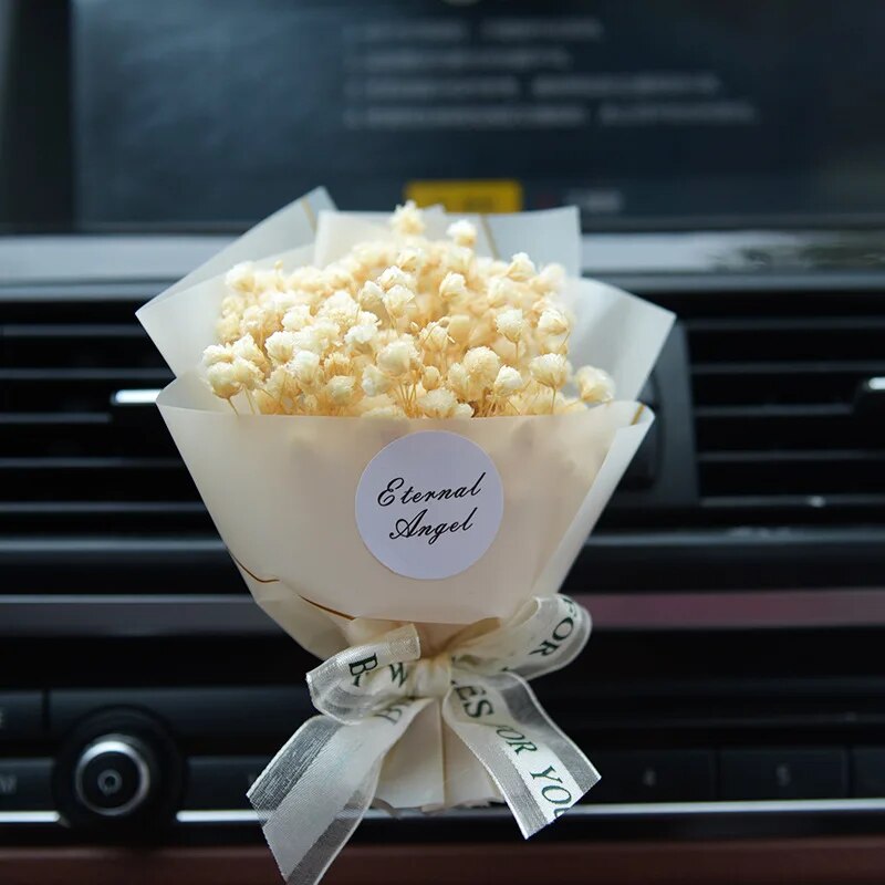Gypsophila Dry Flower Car Air Freshener Creative Bouquet Car Air Vent Clip Fragrance Clip Auto Accessories Interior Perfume Gift