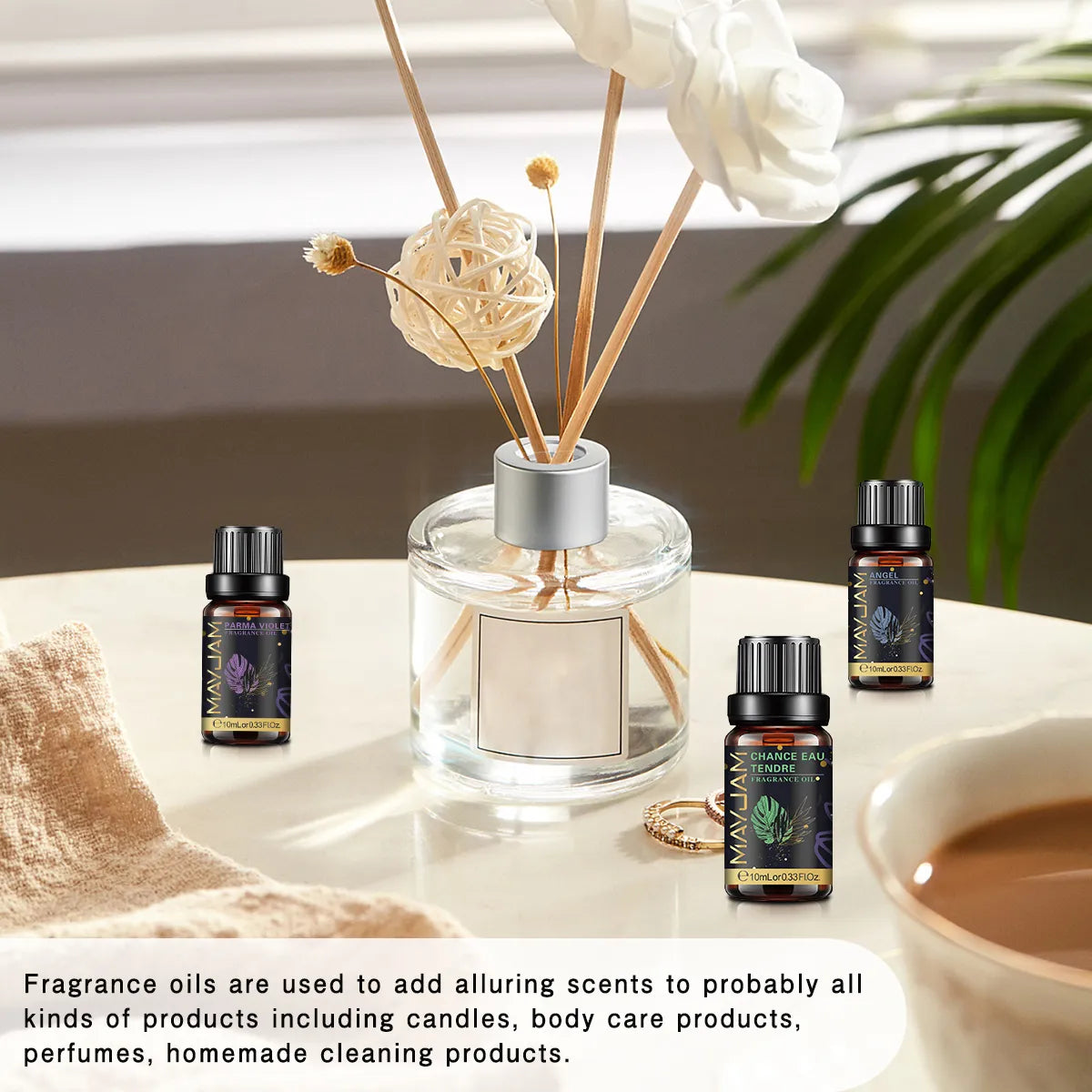 MAYJAM Fragrance Oils For Perfume Candle Making Car Air Freshener Clothes Hair Jadore Angel Magnolia Coconut Vanilla Aroma Oil