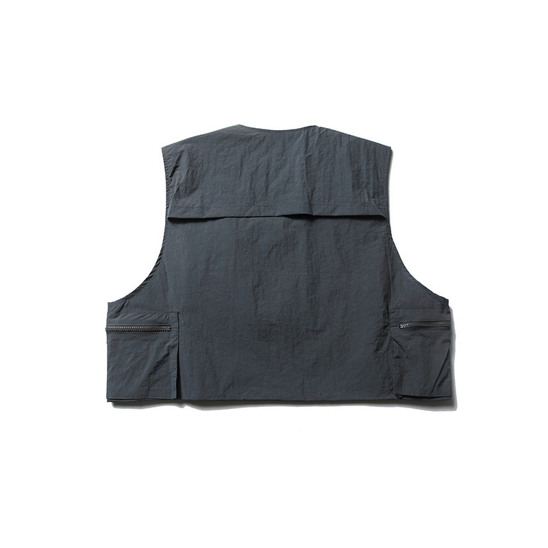 Three-dimensional Zipper Workwear With Pocket Vest Top